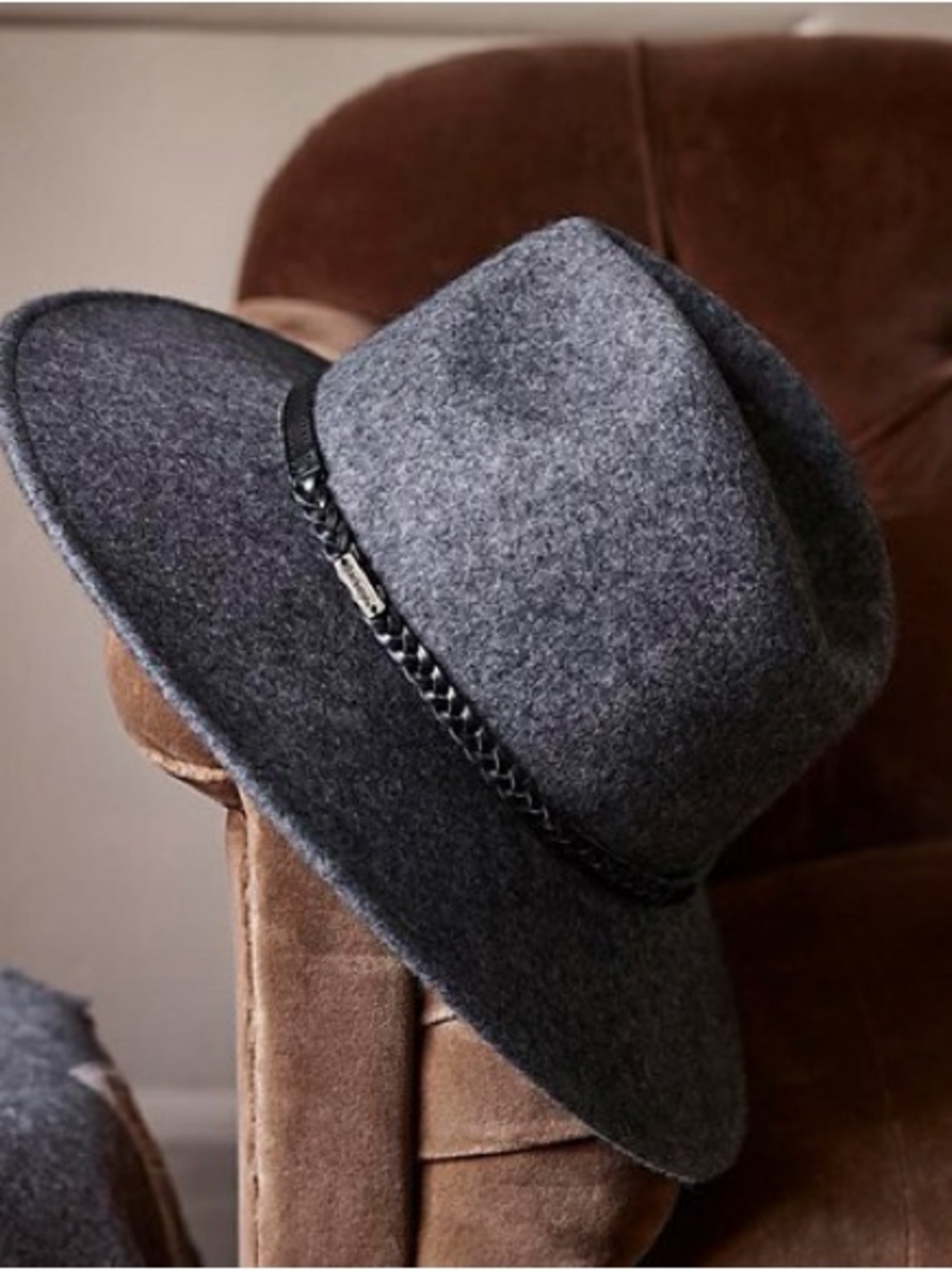NWT Barbour® Tack Fedora Hat, Classic Wide-Brim Felt Fedora Hat in Charcoal Gray
